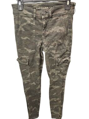 American Eagle Camo Cargo Skinny Jeans Womens Size 4 Next Level Stretch Ankle